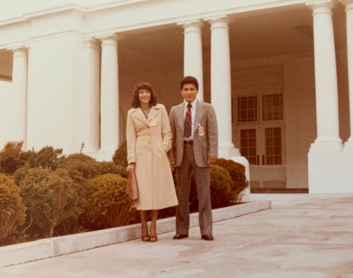 A young Latino couple at The White House in the 70s