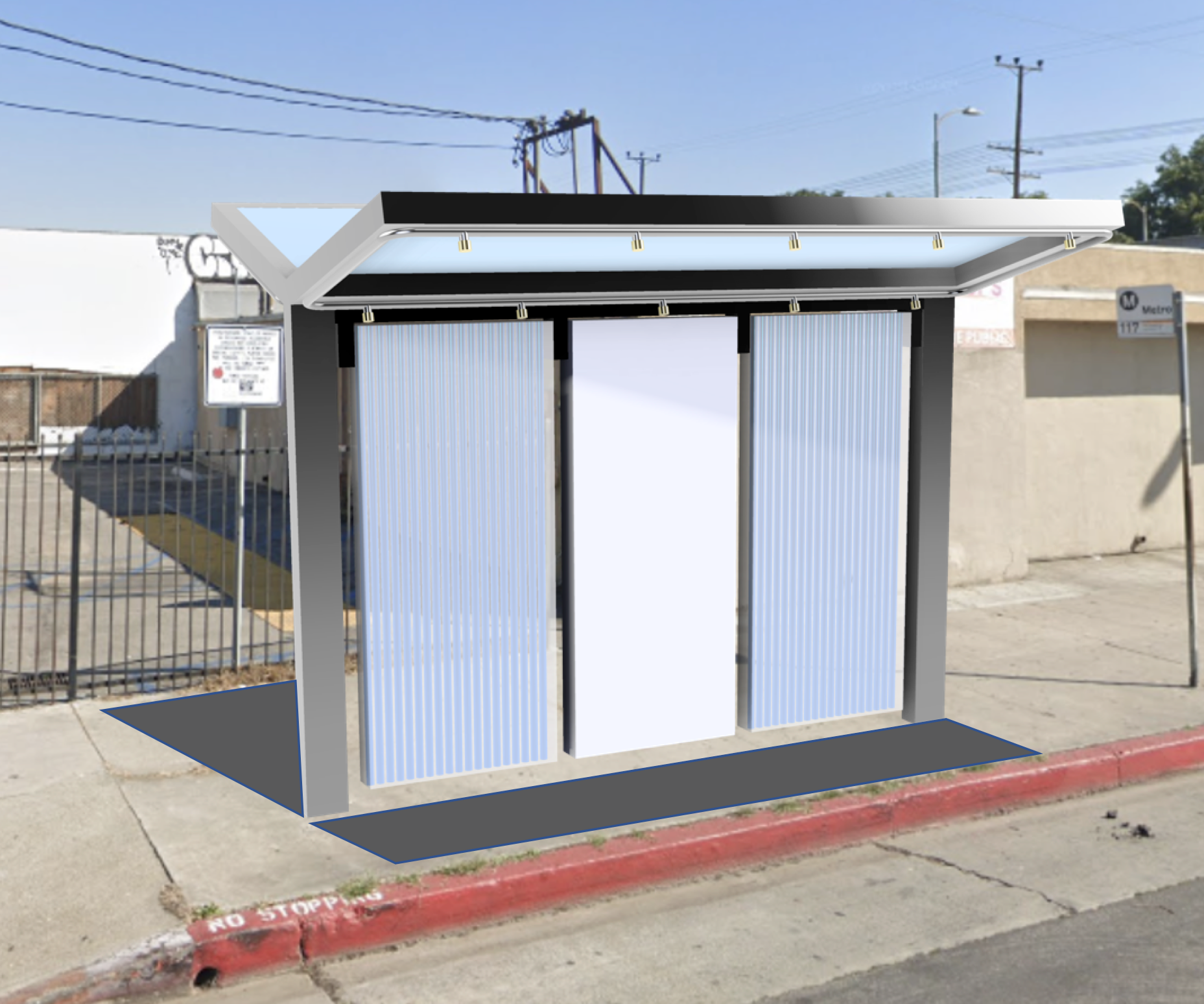 Cooling structure for a bus stop